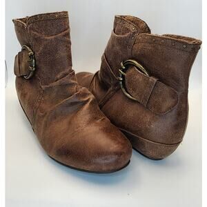 Bear Traps Ankle‎ Boots Brown Buckle Size 8m Zip Comfort Booties Women’s